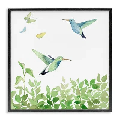 Stupell Industries Spring Hummingbirds Scene Art By Lanie Loreth In Midnight Black Framed Giclee