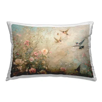 Stupell Industries Spring Meadow Birds Outdoor Printed Pillow By Arlington Prints In Green