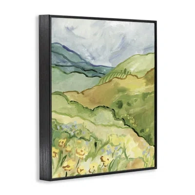 Stupell Industries Spring Meadow Rolling Hills Giclee Art, Design By Victoria Barnes In Midnight Black Framed Giclee