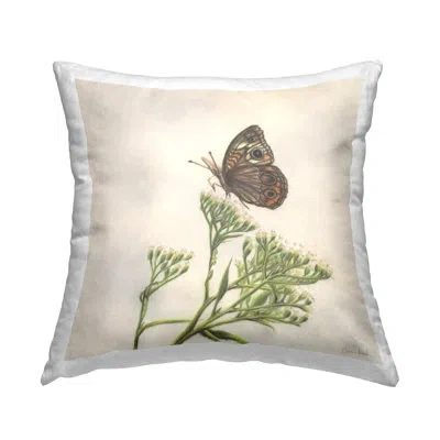 Stupell Industries Spring Offerings Butterfly Decorative Printed Throw Pillow Design By Connie Resch In Beige