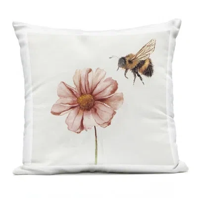Stupell Industries Spring Pollination Bee Outdoor Printed Pillow, Design By Cady Driver In White