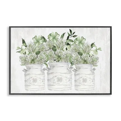 Stupell Industries Spring Potted Clovers Framed Giclee Art By Lettered And Lined In Midnight Black Framed Giclee