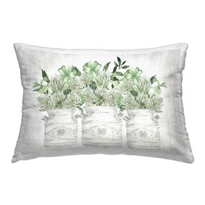Stupell Industries Spring Potted Clovers Printed Outdoor Throw Pillow Design By Lettered And Lined In Green