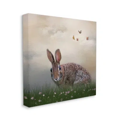 Stupell Industries Spring Rabbit Meadow Butterflies By Kelley Parker - Wrapped Canvas Graphic Art In Brown;green