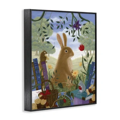 Stupell Industries Spring View Rabbit & Friends Framed Giclee Art, Design By Gina Matarazzo In Midnight Black Framed Giclee