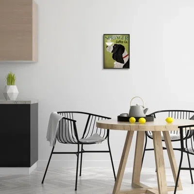 Stupell Industries Springer Coffee Advertisement By Ryan Fowler In Midnight Black Framed Giclee
