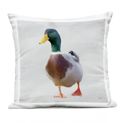 Stupell Industries Squawking Mallard Duck Outdoor Printed Pillow Design By Renel Peters In Gray
