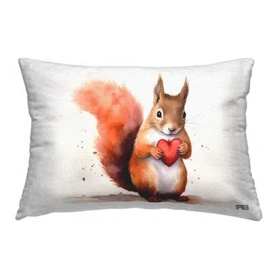 Stupell Industries Squirrel Holding Heart Printed Outdoor Throw Pillow Design By Roozbeh Bahramali In Tan