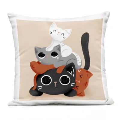 Stupell Industries Stacked Cats Pile Design By Sarah Hickman Outdoor Printed Pillow In Beige
