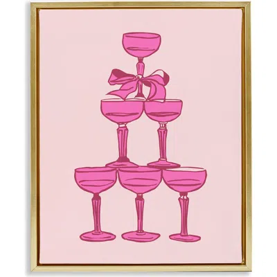 Stupell Industries Stacked Champagne Tower Framed Art Print In Pink