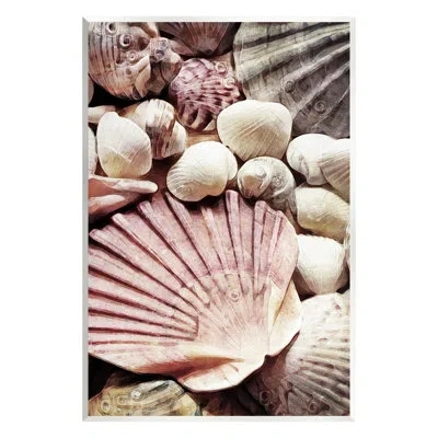 Stupell Industries Stacked Coastal Seashells Floater Canvas Wall Art By Ashley Aldridge In Wood