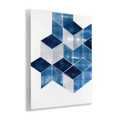 Stupell Industries Stacked Geometric Cubes Wall Plaque Art By Steller Design Studio In Blue
