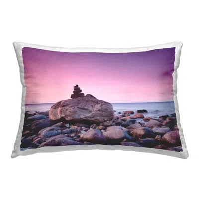 Stupell Industries Stacked Rocks On Shore Decorative Printed Throw Pillow By Incado In Purple