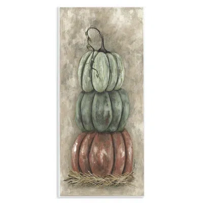 Stupell Industries Stacked Rustic Pumpkins Wall Plaque Art By Julie Norkus In Tan