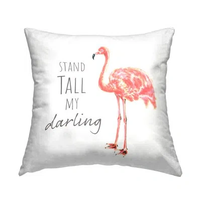 Stupell Industries Stand Tall My Darling Motivational Phrase Pink Flamingo Decorative Printed Throw Pillow By Reesa Qua