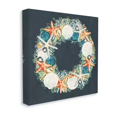 Stupell Industries Starfish And Nautical Sea Shell Canvas Art In Gray