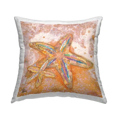 Stupell Industries Starfish Beach Shore Nautical Animal Outdoor Printed Pillow By Lisa Morales In Blue;orange