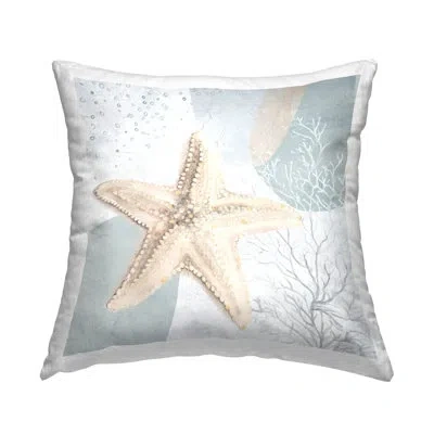 Stupell Industries Starfish Over Circle Pattern Decorative Printed Throw Pillow Design By Patricia Pinto In Blue