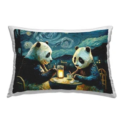 Stupell Industries Starry Night Pandas Outdoor Printed Pillow By Rc Ecommerce In Black;brown;white