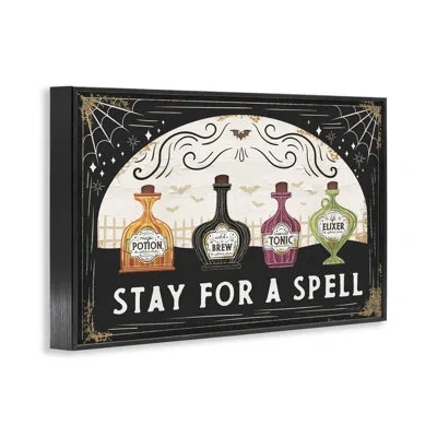 Stupell Industries Stay For A Spell Framed Giclee Art, Design By Jennifer Pugh In Midnight Black Framed Giclee