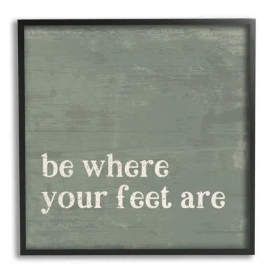 Stupell Industries Stay Grounded Inspiring Rustic Phrase By Jennifer Pugh - Floater Frame Textual Art On Wood In Midnight Black Framed Giclee