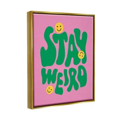 Stupell Industries Stay Weird Retro Smilies Floater Frame By House Of Lulu In Metallic Gold Floater Frame