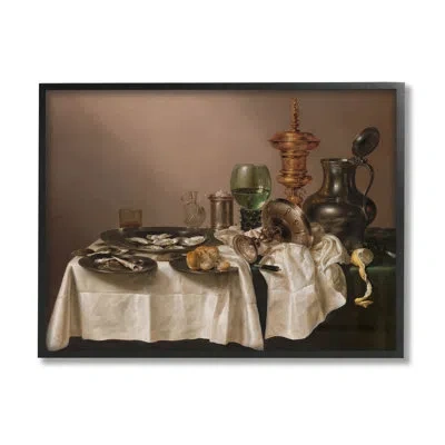 Stupell Industries Still Life With Gilt Cup Willem Claesz Classic By One1000paintings - Floater Frame Painting On Canva In Midnight Black Framed Giclee