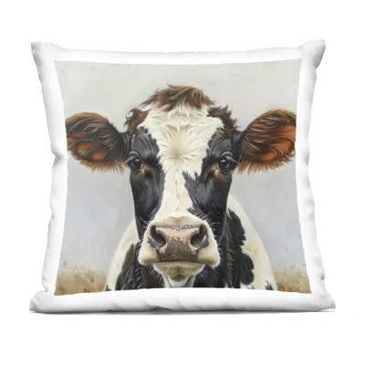 Stupell Industries Stoic Cow Gaze Portrait Design By Lsr Design Studio Throw Pillow In Black