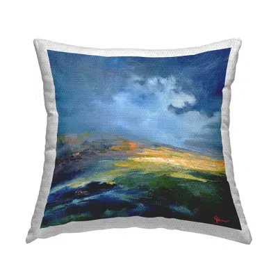 Stupell Industries Stormy Abstract Landscape Printed Outdoor Throw Pillow Design By Patrick Dennis In Blue