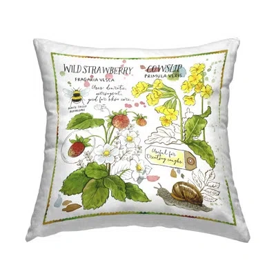 Stupell Industries Strawberry & Florals Uses Decorative Printed Throw Pillow Design By Jane Maday In White