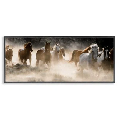 Stupell Industries Striking Horse Herd Galloping Rural Wildlife By Danita Delimont - Floater Frame Photograph On Canvas In Midnight Black Framed Giclee