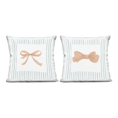 Stupell Industries Striped Border Bow 2 Piece Decorative Printed Throw Pillow Set Design By Patricia Pinto In Beige