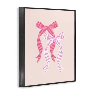 Stupell Industries Striped Bows On Pink Framed Giclee, Design By Krissy Mast In Midnight Black Framed Giclee
