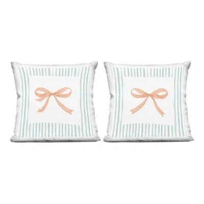Stupell Industries Striped Feminine Bows 2 Piece Decorative Printed Throw Pillow Set, Design By Patricia Pinto, 18 X 7  In Pink