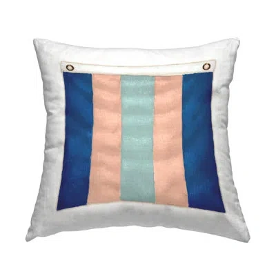 Stupell Industries Striped Nautical Flag Decorative Printed Throw Pillow Design By James Wiens In Blue