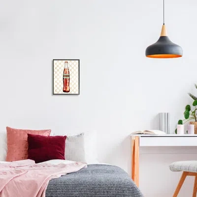 Stupell Industries Stylish Cola Bottle Kitchen Glam Fashion Pattern By Ziwei Li - Floater Frame Graphic Art On Canvas In Midnight Black Framed Giclee