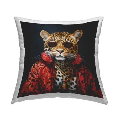 Stupell Industries Stylish Leopard Fashion Outdoor Printed Pillow By Lazar Studio In Black