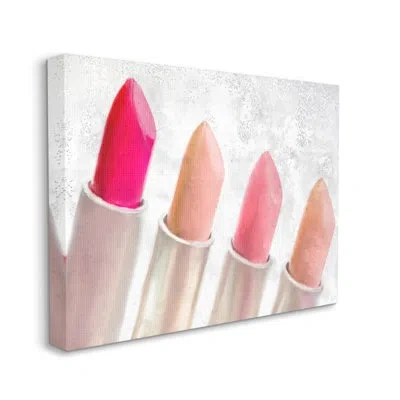 Stupell Industries Stylish Lipstick Assortment Dazzling Glam Makeup By Kim Allen - Floater Frame Graphic Art On Canvas In Wrapped Canvas