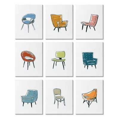Stupell Industries Stylish Modern Chairs Varied Furniture Interior Design June Erica Vess In Wrapped Canvas