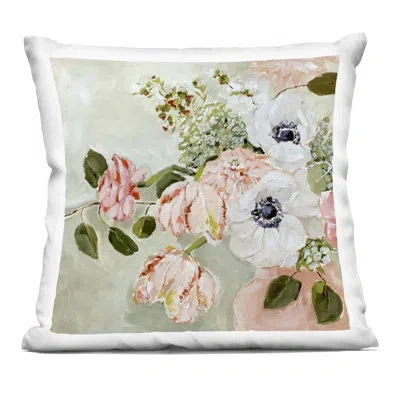 Stupell Industries Subtle Spring Flowers Decorative Printed Throw Pillow Design By Annie Quigley In Green