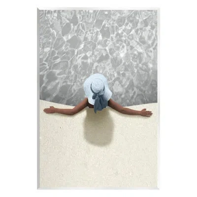 Stupell Industries Summer Aerial View Person Pool Water Wall Plaque Art By Marcus Prime In White;gray