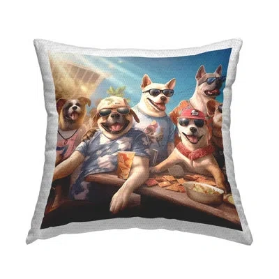 Stupell Industries Summer Dog Friends Outdoor Printed Pillow By Jim Baldwin In Blue