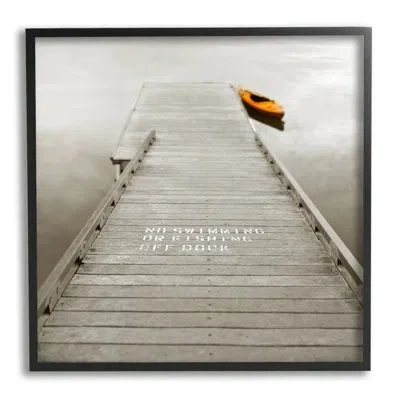 Stupell Industries Summer Lake Dock Kayaking By Nicholas Bell - Floater Frame Photograph On Wood In Midnight Black Framed Giclee