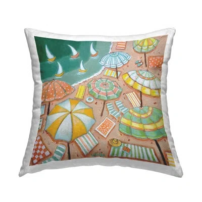 Stupell Industries Summer Shore Beach Umbrellas Printed Throw Pillow Design By Holly Wojahn