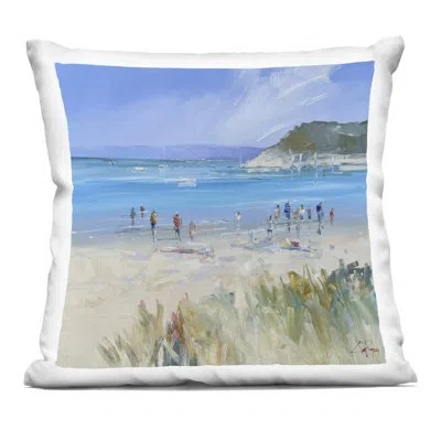 Stupell Industries Summer Sorrento Beachgoers Decorative Printed Throw Pillow, Design By Craig Trewin Penny, 18 X 7 X 1 In Blue