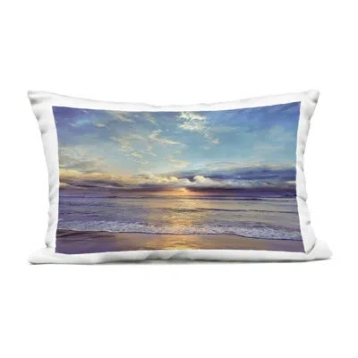 Stupell Industries Sun Rays On Beach Shore Design By Mike Calascibetta Outdoor Printed Pillow In Blue