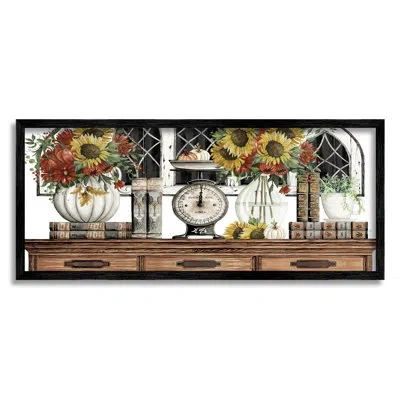 Stupell Industries Sunflowers Atop Antique Furniture In Midnight Black Framed Giclee
