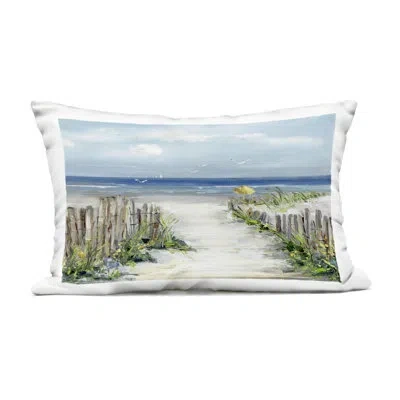 Stupell Industries Sunlit Dune Path To Ocean Outdoor Printed Pillow, Design By Sally Swatland In Blue