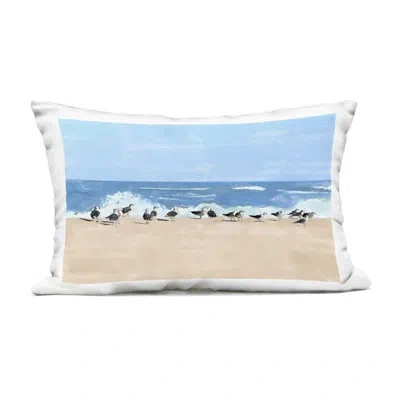 Stupell Industries Sunny Beach Day Coast Outdoor Printed Pillow Design By Jeff Pica In Blue,beige Beach