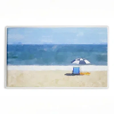 Stupell Industries Sunny Beach Day Seat Printed Plush Bath Mat And Bath Rug, Design By Jeff Pica, 18"x30" In Navy,light Blue,beige